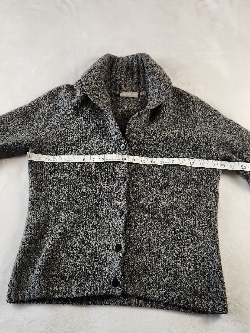croft & barrow Marled Gray Shawl-Collar Button Sweater - Picture 8 of 16